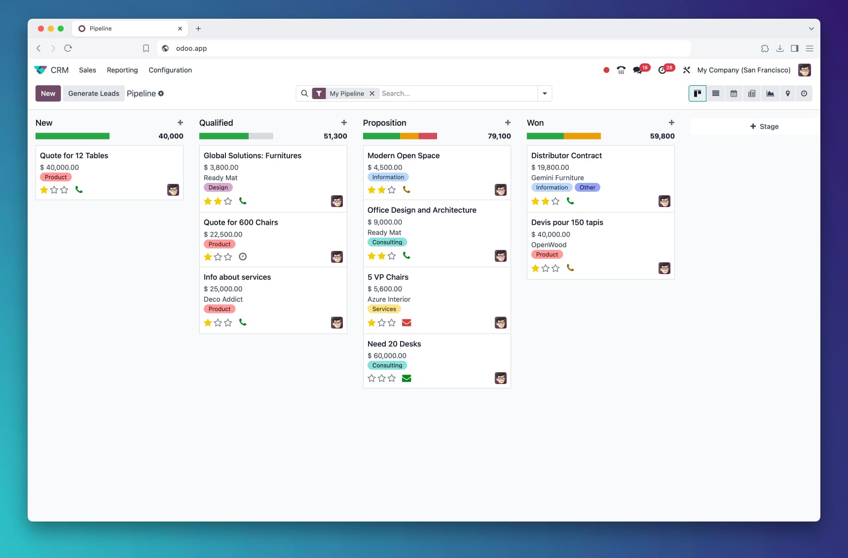 Consultoría de odoo Portátil con una vista de odoo